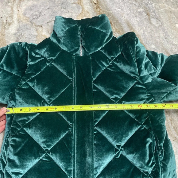 Jason Wu Quilted Puffer Jacket Emerald Green Velvet Soft Women's Small - Picture 6 of 11